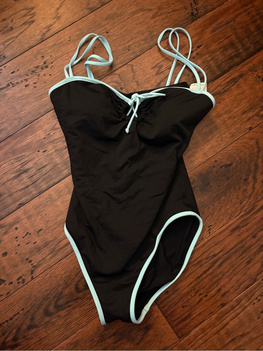 Vintage bathing suit, black with turquoise trim